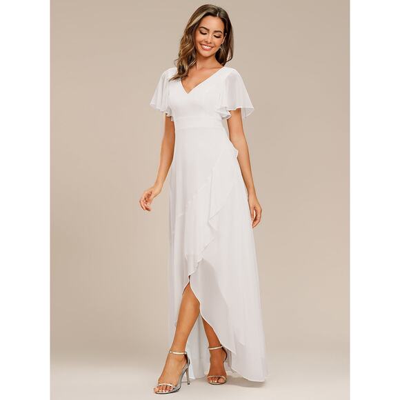 Ever Pretty NWT V-Neck High Low Ruffles Chiffon Dress Size Large - Picture 1 of 16